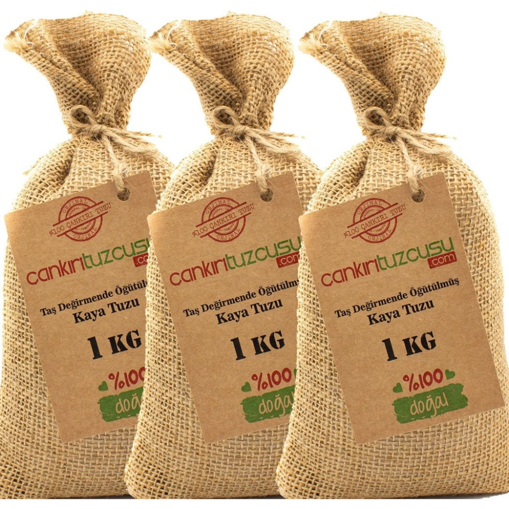 Çankırı Tuzcusu 3 Adet 1 kg Öğütülmüş Kristal Kaya Tuzu - 3 kg Tuz Fiyatı