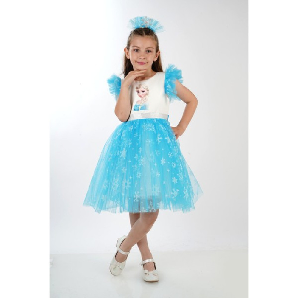 Cankız Kids Elsa Karlar Kraliçesi Kız Çocuk Parti Elbisesi - Cankız Kids - Abiye - Turkuaz - 6 Yaş - CS2023000044-TURKUAZ-6 Yaş Elbise Fiyatı