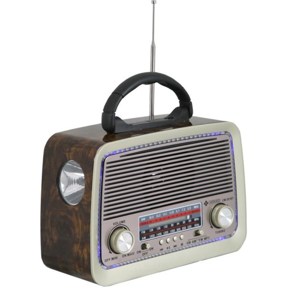 Cannavaro CN-301 Bt Nostaljik Radyo Bluetooth + Ledli + Fener + USB + Sd Card Mp3 Radyo Çalar CN-301 Bt - Kahverengi Alarmlı Saatler & Radyolar Fiyatı
