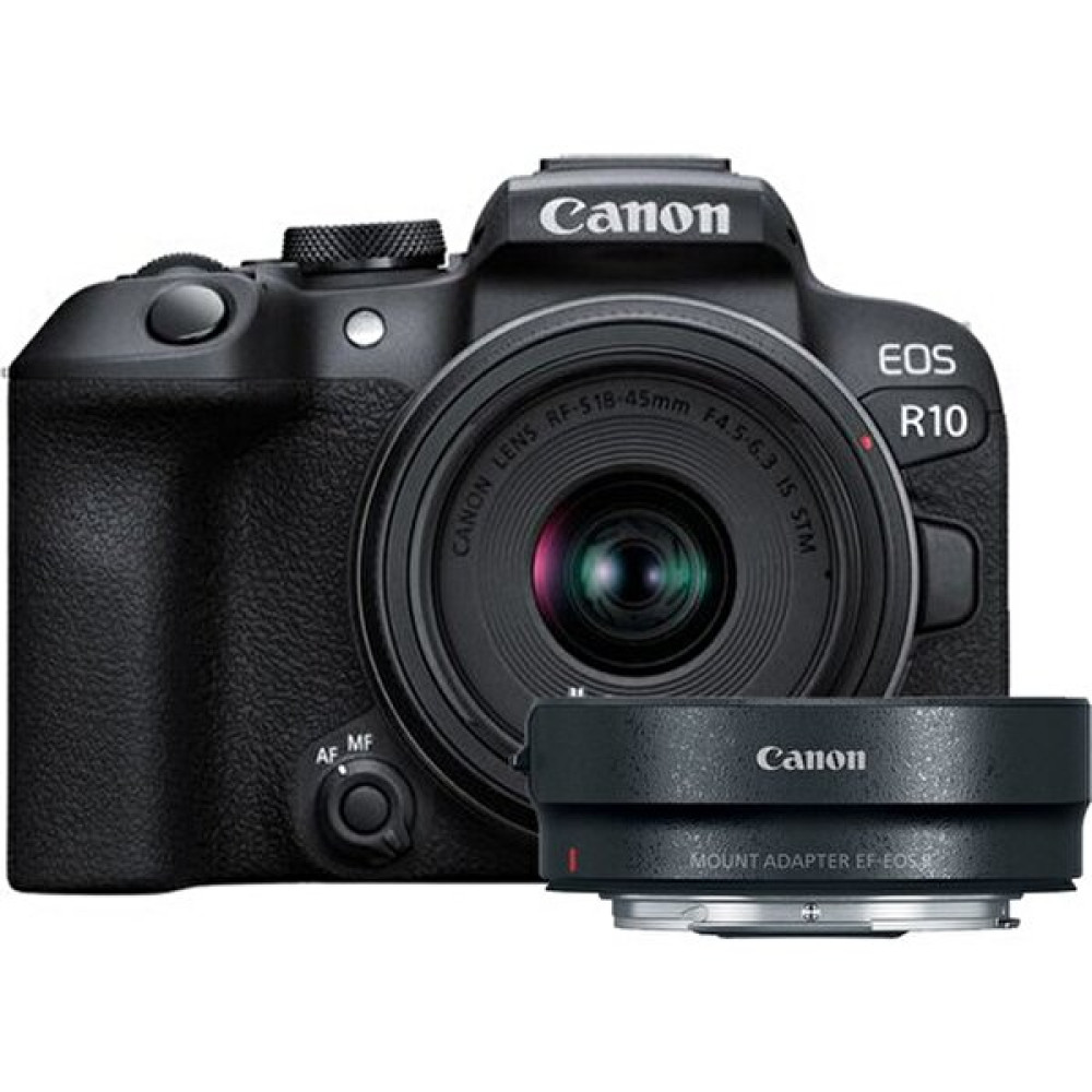 Canon EOS R10 + Rf-S 18-45mm F4.5-6.3 IS STM Lens + Ef-Eos R Mount Adapter Dijital Fotoğraf Makineleri Fiyatı
