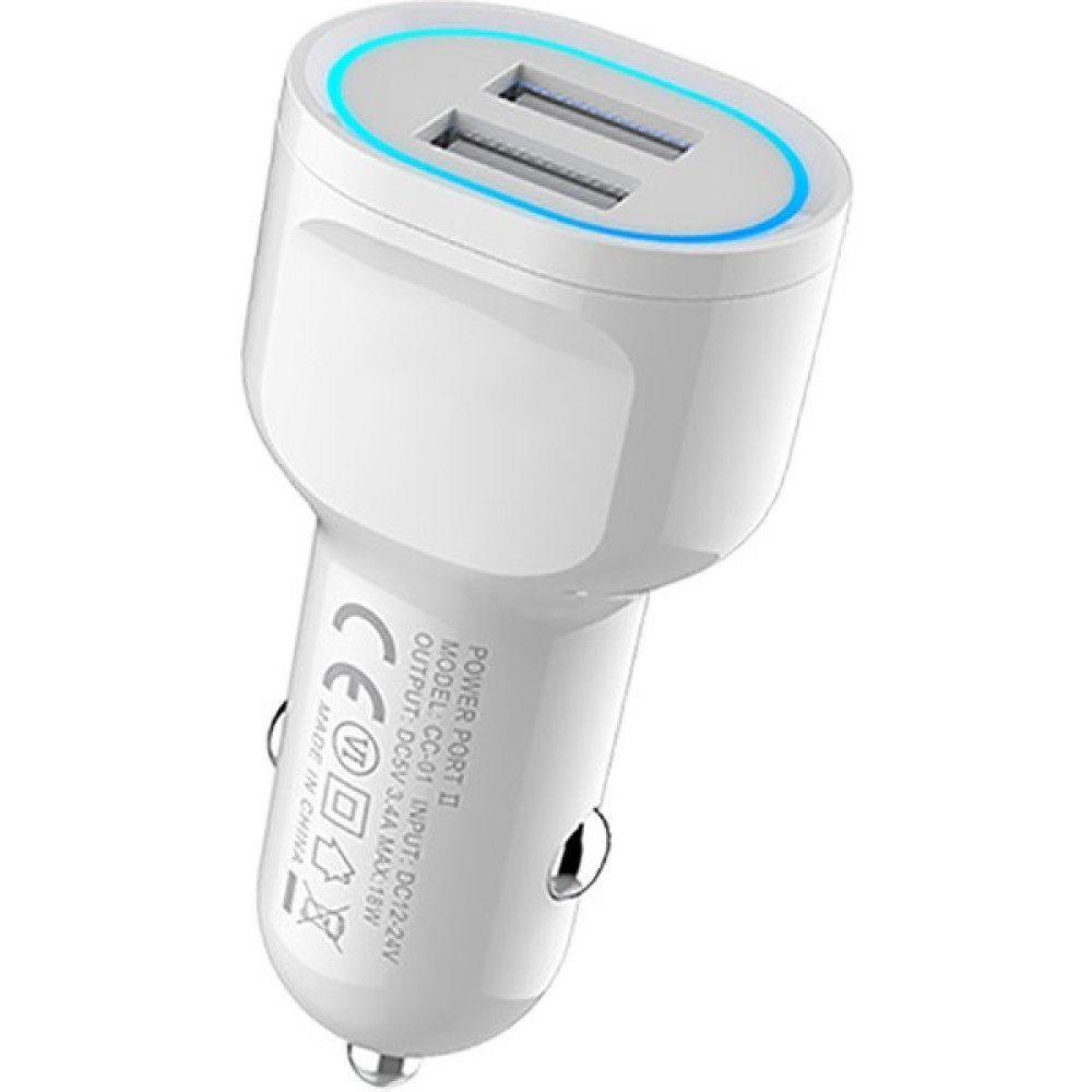 Canpay Akıllı Çip Teknolojili Araba Araç Içi LED Işıklı USB Çakmaklık Hızlı Şarj Adaptörü Başlığı (2x Usb) - Beyaz Cep Telefonu Araç Kiti Fiyatı