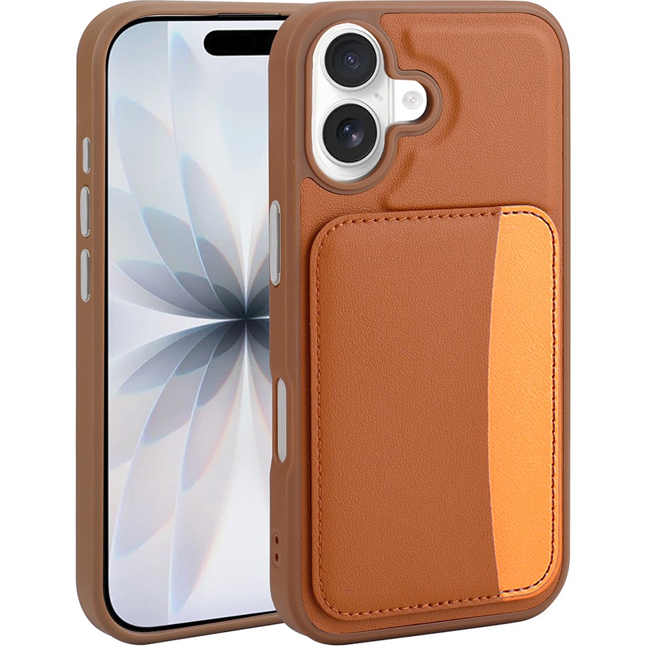 Canpay Apple iPhone 17 Uyumlu Kart Bölmeli Cüzdanlı Kılıf Airbag Korumalı Ipeksi Mat Silikon - Kahverengi - iPhone 17 Pro Cep Telefonu Kılıfı Fiyatı