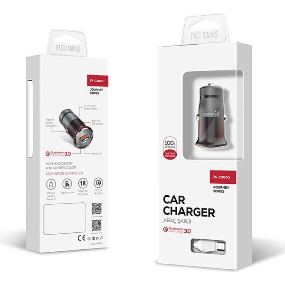 Canpay Araba Araç USB Çakmaklık Şarj Adaptörü Başlığı + Qualcomm Quick Charge Hızlı Şarj Micro Kablo - Siyah Cep Telefonu Araç Kiti Fiyatı