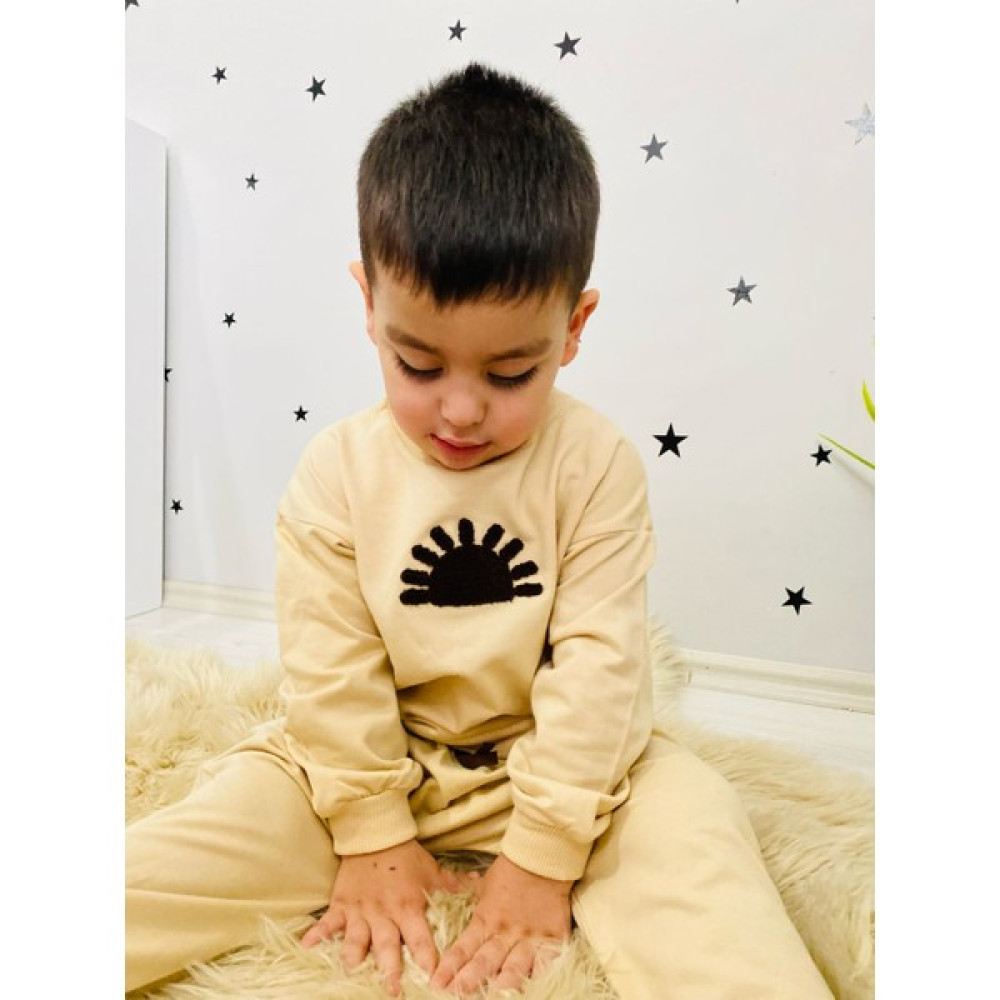 Cans Kids Canskw Güneş Nakışlı Bisiklet Yaka Pamuklu Erkek Çocuk Ikili Alt Üst Takım Erkek Çocuk Giyim Takımı Fiyatı