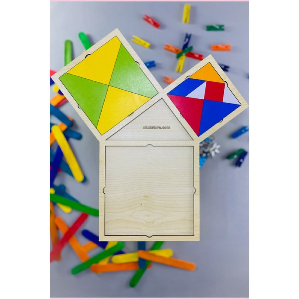 Cansares Pisagor Teoremi Ispatı Geometrik Yöntem Geometrik Tangram Puzzle Zeka Gelişim Pratik Oyunlar Ahşap Bebek Oyuncakları Fiyatı