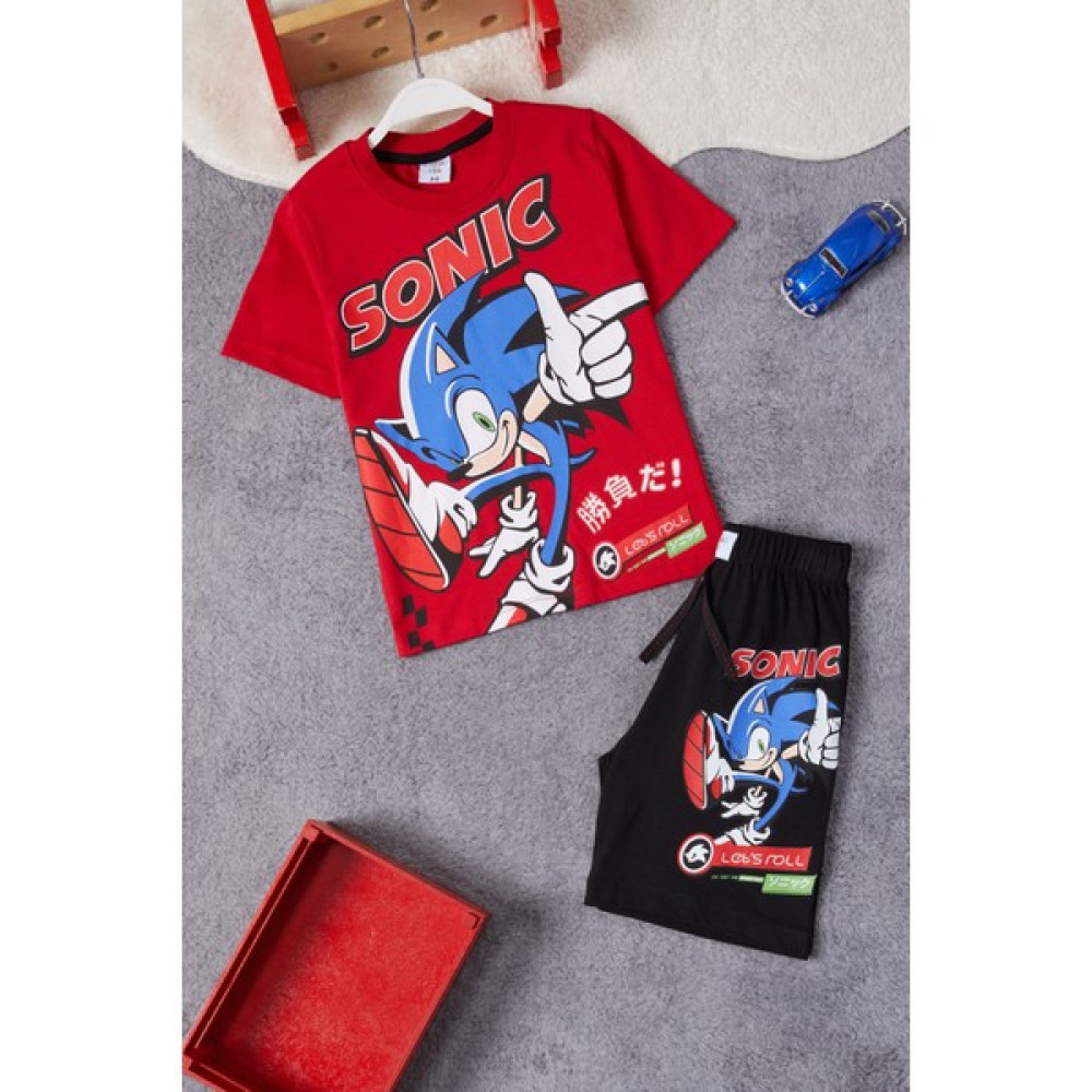 Cansın Mini Kırmızı Sonic Karakter Baskılı Erkek Çocuk Şortlu Takım 15284 Erkek Çocuk Giyim Takımı Fiyatı