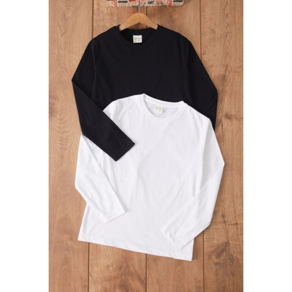 Cansın Mini Siyah-Beyaz Uzun Kollu 2li Çocuk Düz Badi 17575 Erkek Çocuk Sweatshirt Fiyatı