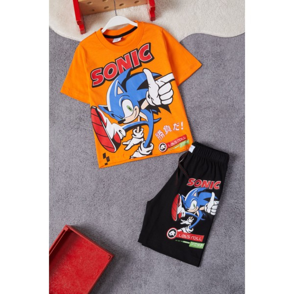 Cansın Mini Turuncu Sonic Karakter Baskılı Erkek Çocuk Şortlu Takım 15286 Erkek Çocuk Giyim Takımı Fiyatı