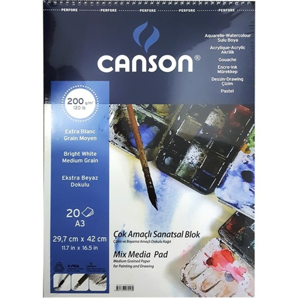 Canson Çok Amaçlı Sanatsal Blok 200Gr. 20 Yaprak, A3 Yardımcı Malzeme Fiyatı