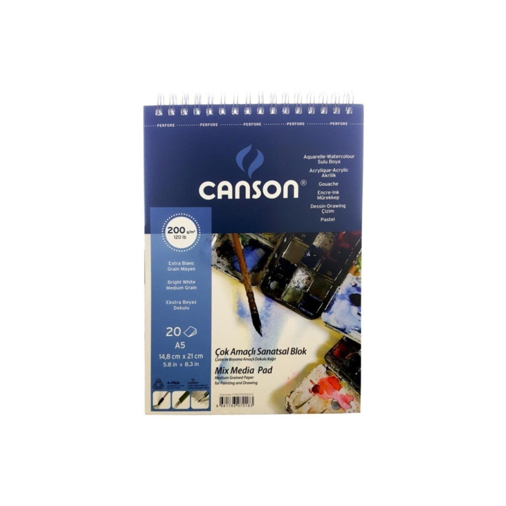 Canson Çok Amaçlı Sanatsal Blok Mix Media Pad 200gr A5 20 Yaprak Sanatsal Malzemeler Fiyatı