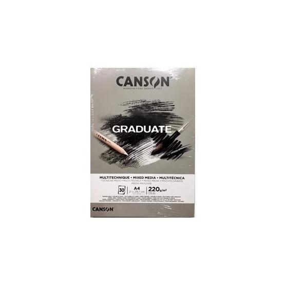 Canson Graduate Mıx Medıa Gri 30 Sayfa A4 220 gr Çizim Bloğu