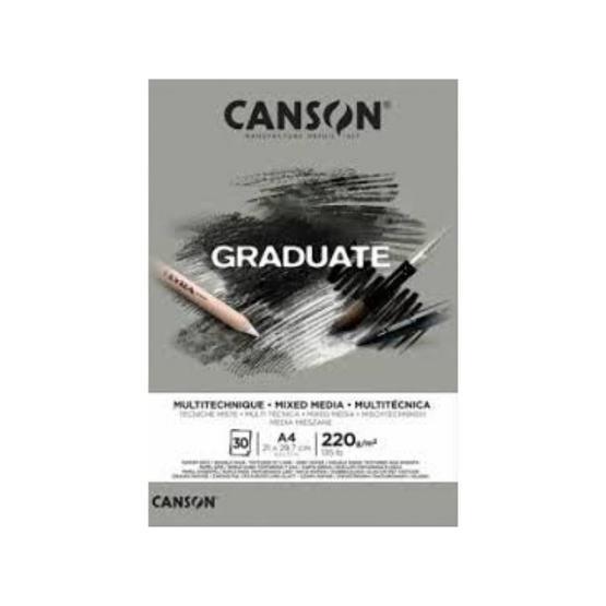 Canson Graduate Mıx Medıa Gri 30 Sayfa A4 220 gr Çizim Bloğu