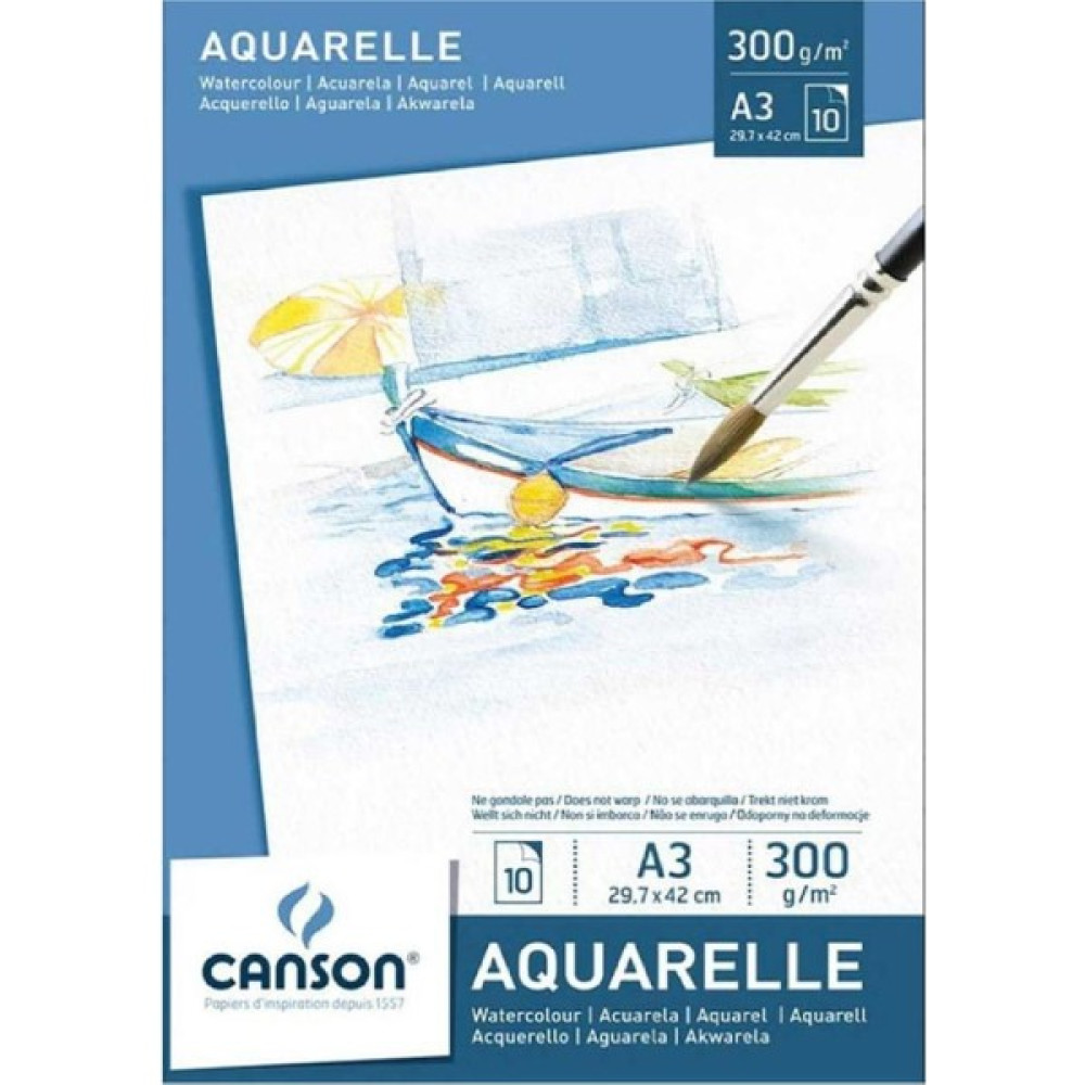 Canson Leisure Aquarelle Pad 300G Sulu Boya Blok 10 Sayfa A3 (29.7X42CM) - Karışık-Çok Renkli - standart Resim Defteri Fiyatı