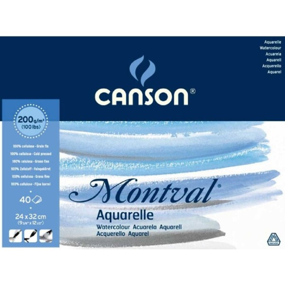 Canson Montval Aquarelle Cold Pressed 200GR Sulu Boya Blok 40 Sayfa 24X32CM - Karışık-Çok Renkli - standart Resim Defteri Fiyatı