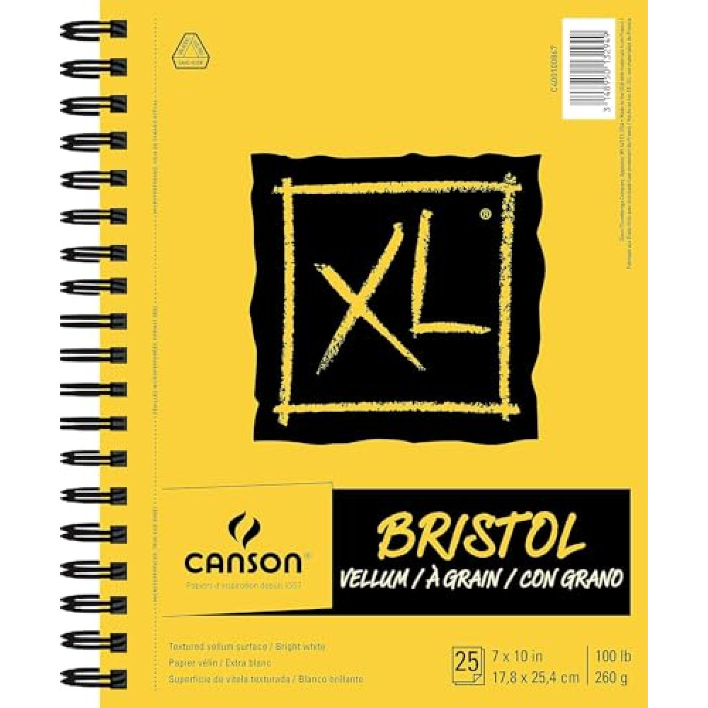 Canson XL Series Vellum Bristol, Yellow/Black, 7x10