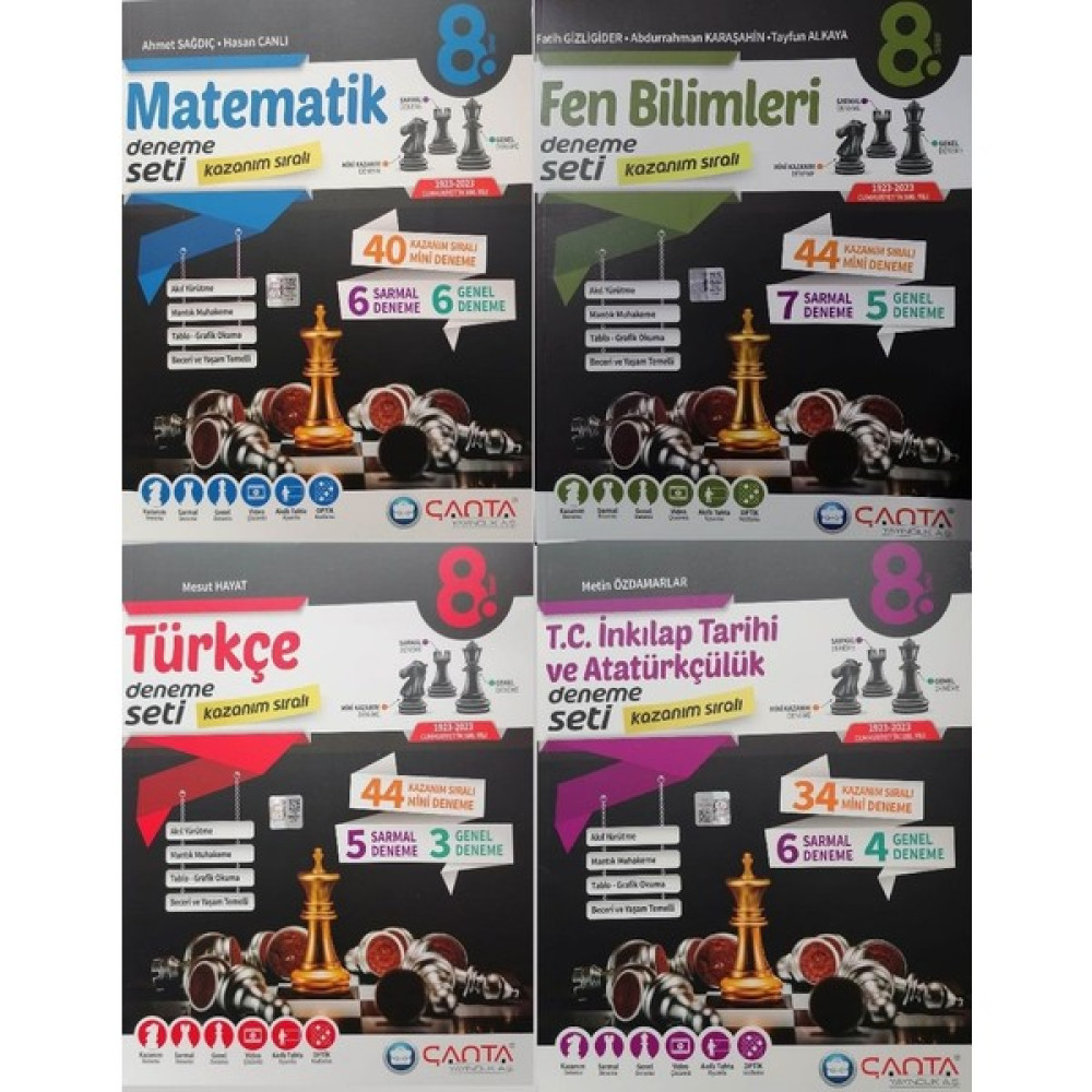 Çanta Yayınları 8. Sınıf LGS Yeni Kazanım Sıralı 4'lü Deneme Seti Tüm Dersler Fiyatı