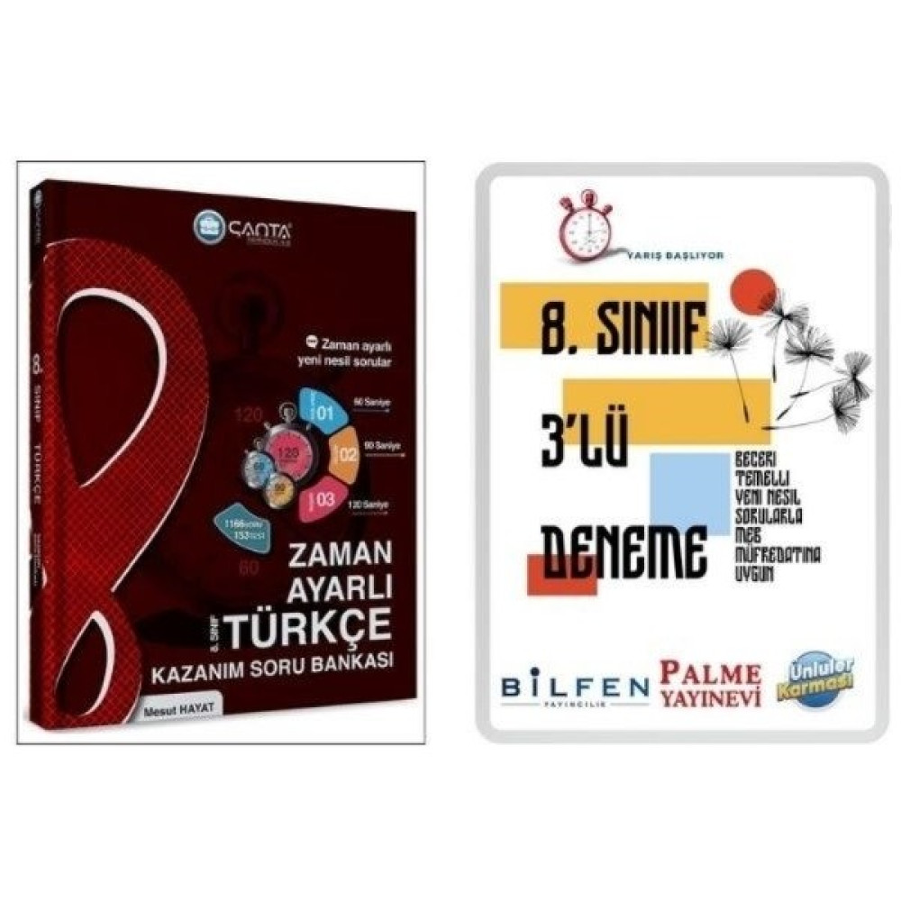 Çanta Yayınları Çanta Türkçe Zaman Ayarlı Kazanım Soru+ 8 Sınıf Lgs 3lü Yeni Nesil Deneme Bilfen - Palme - Ünlüler Kaynak Kitapları Fiyatı
