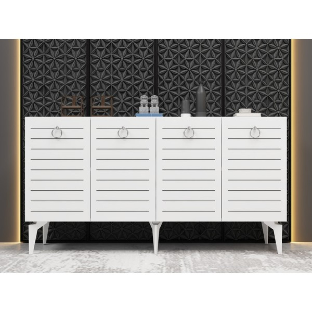 Cantek Arrona Konsol 4 Kapaklı Beyaz-Beyaz - TEK EBAT - Beyaz Konsol Mobilya Fiyatı