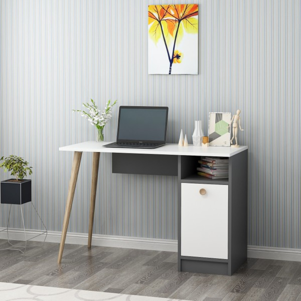 Cantek Cannas Çalışma Masası Antrasit-Beyaz - Y: 74 cm D: 50 cm G: 110 cm - Beyaz Çalışma Masası Fiyatı