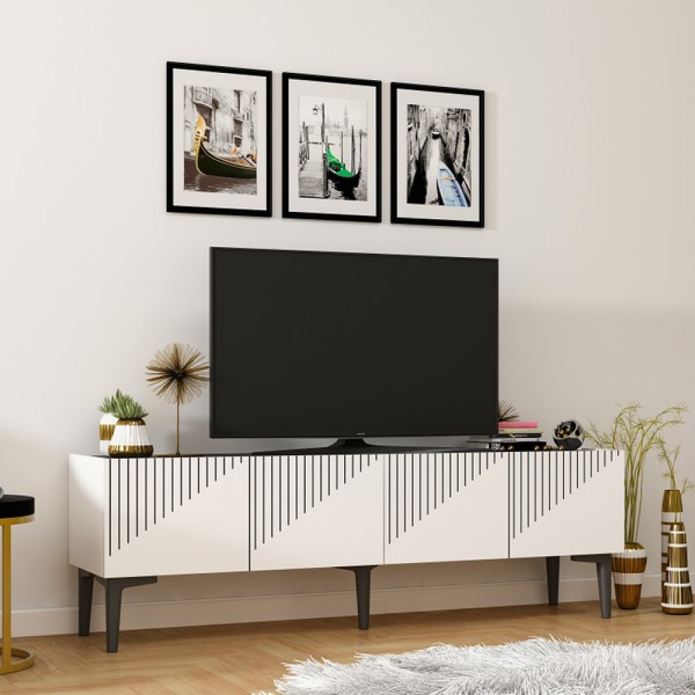 Cantek Draw Tv Ünitesi Beyaz-Royalmermer - Gri Tv Ünitesi / Sehpası Fiyatı
