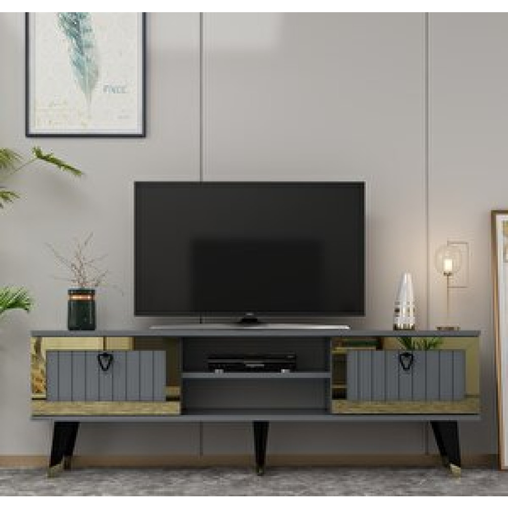 Cantek Lidya Tv Stand Antrasit-altin Tv Ünitesi / Sehpası Fiyatı