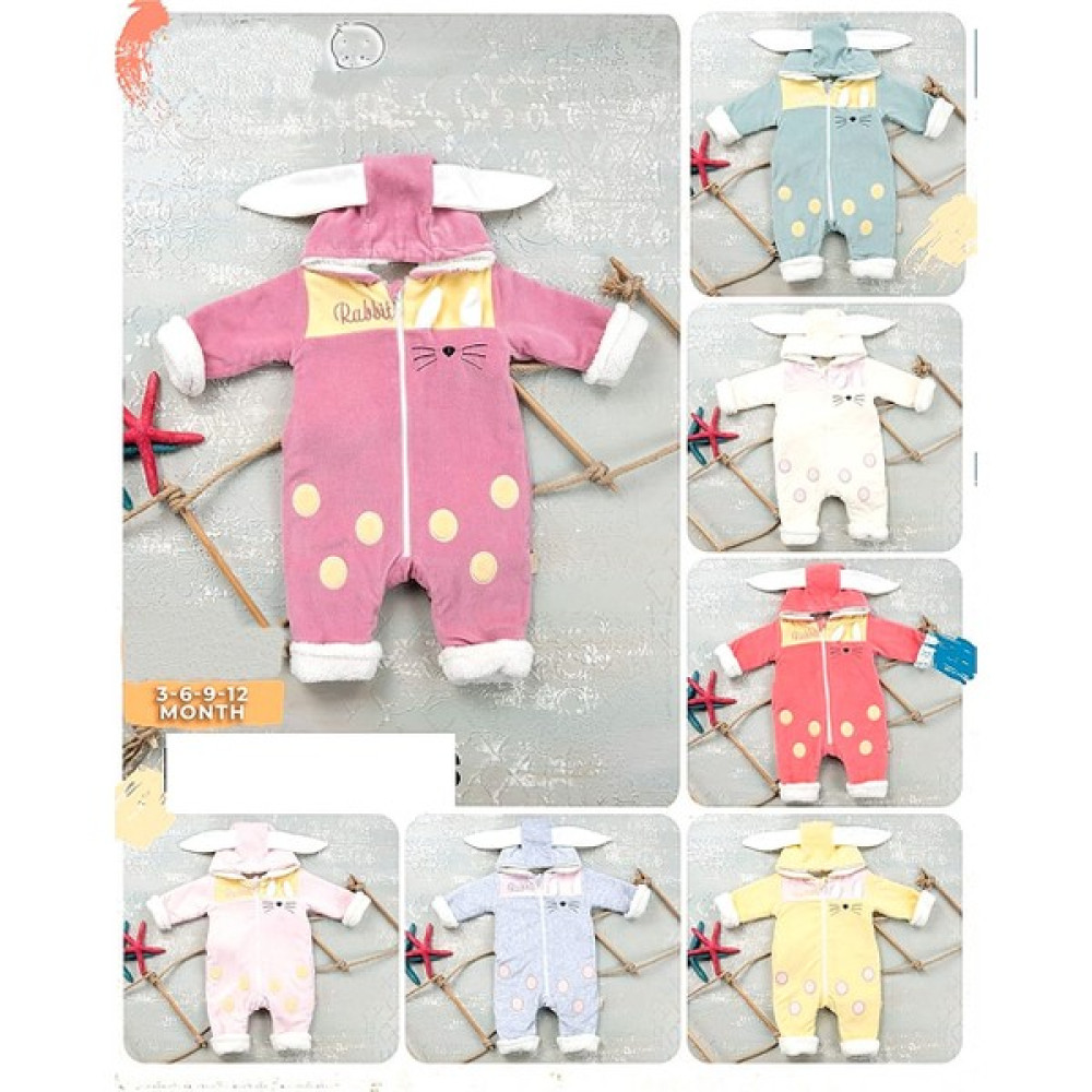 Cantoy Kız Erkek Bebek Tavşan Desenli Peluş Tulum Bebek Tulumu Fiyatı