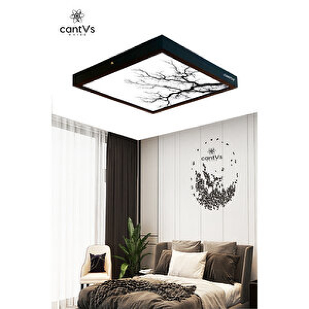 Cantvs Ahşap Çerçeve 60x60 Cm Ağaç Desen Baskılı 6500 Kelvin Beyaz Işık Avize Fiyatı
