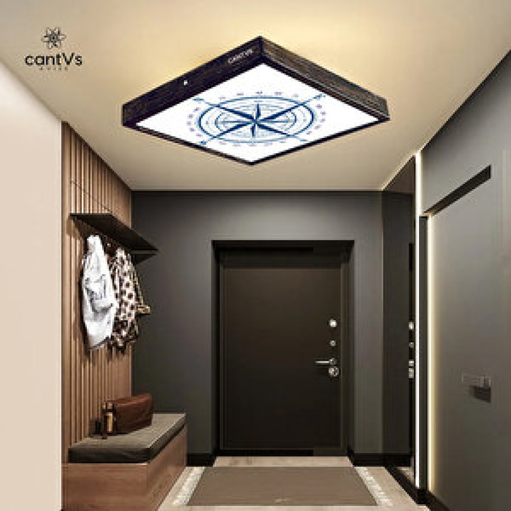 Cantvs Koyu Ceviz Ahşap Çerçeve Tavan Led 60x60cm Panel Aydınlatma Avize Salon Yatak Odası Mutfak Avize Fiyatı