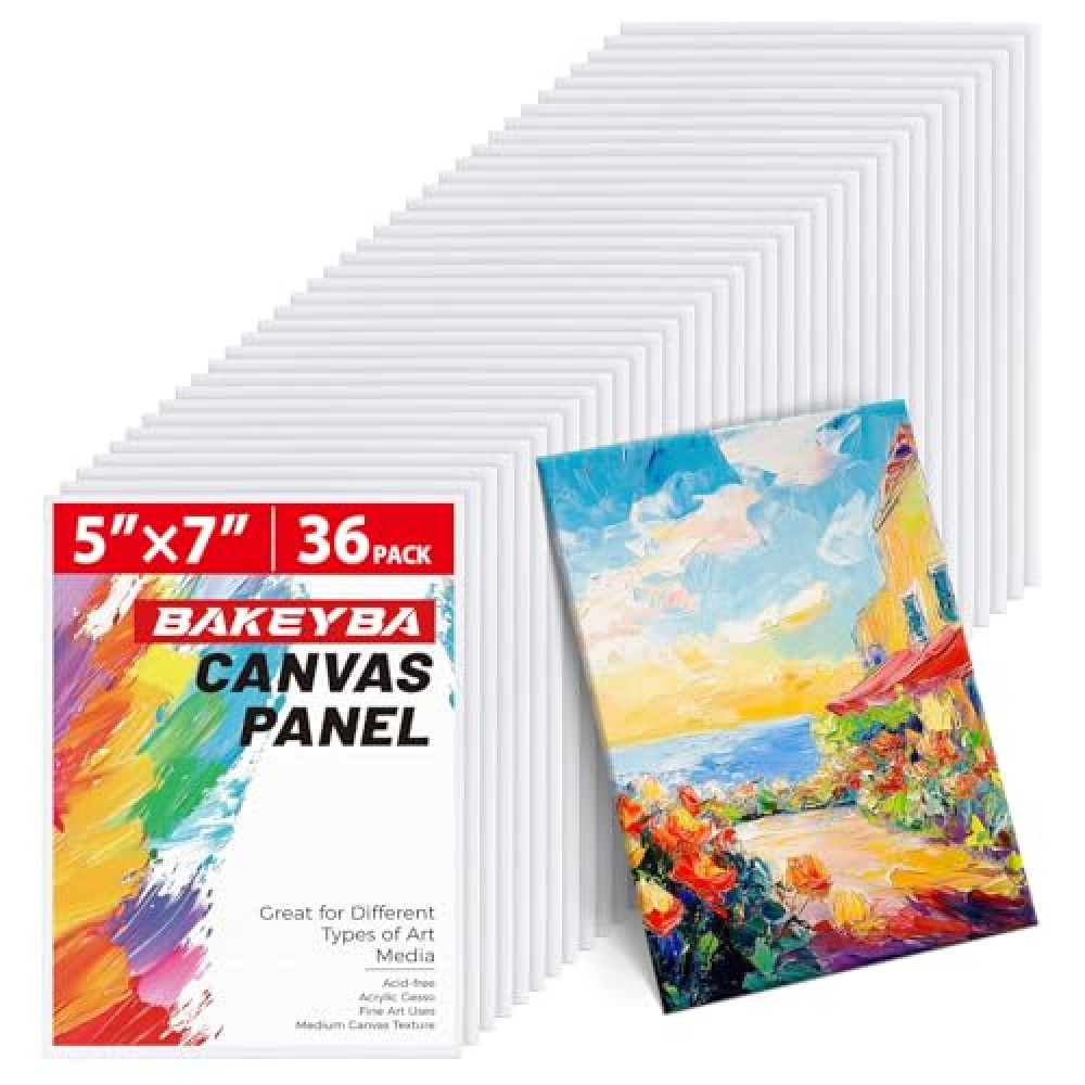 Canvas Boards for Painting 36 Pack, 5x7 Inch Painting Canvas Panels, 100% Cotton White Blank Art Supplies for Acrylics Oil Watercolor Tempera Paints Tuval Fiyatı