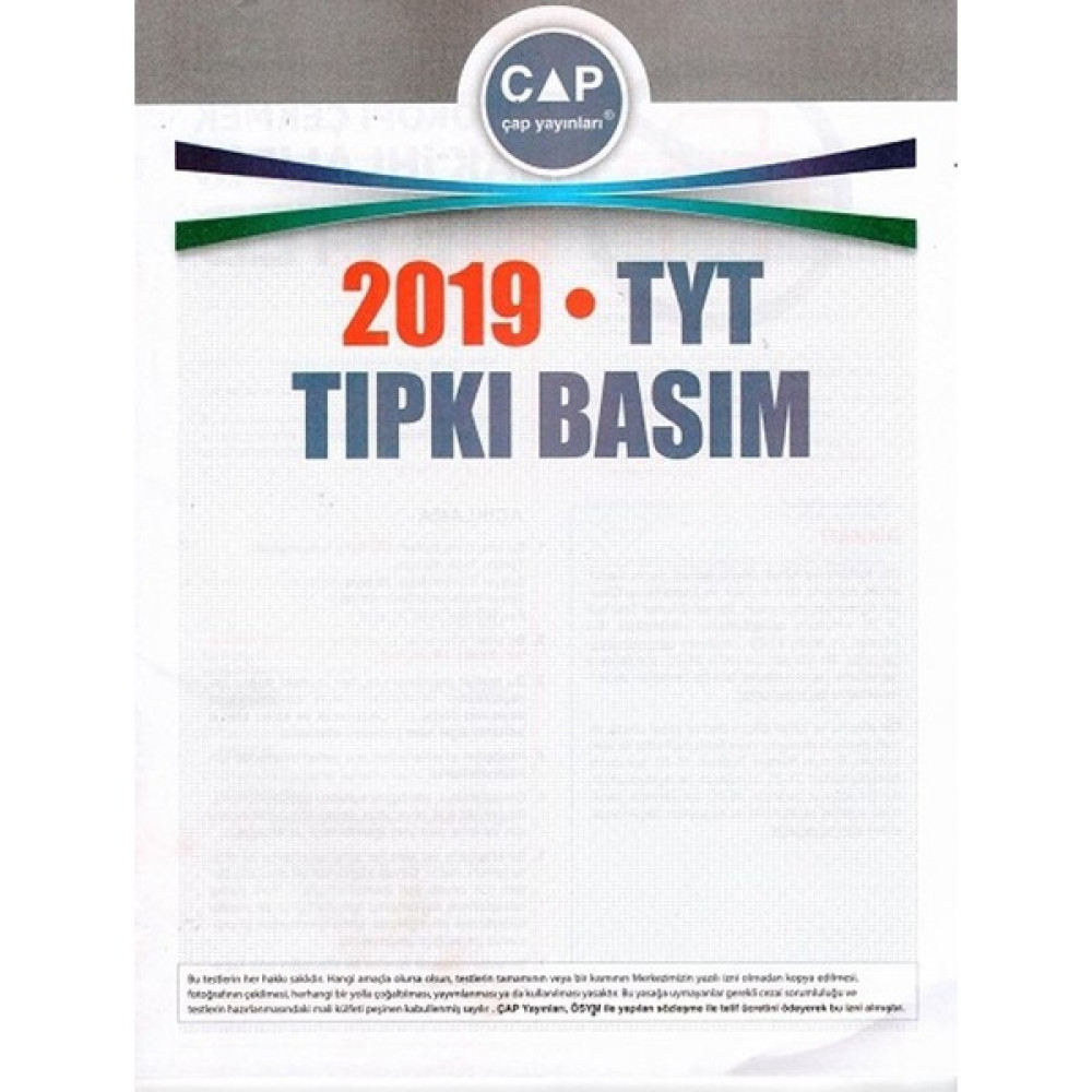 Çap Yayınları 2019 TYT Tıpkı Basım Temel Yeterlilik Testi (TYT) Fiyatı