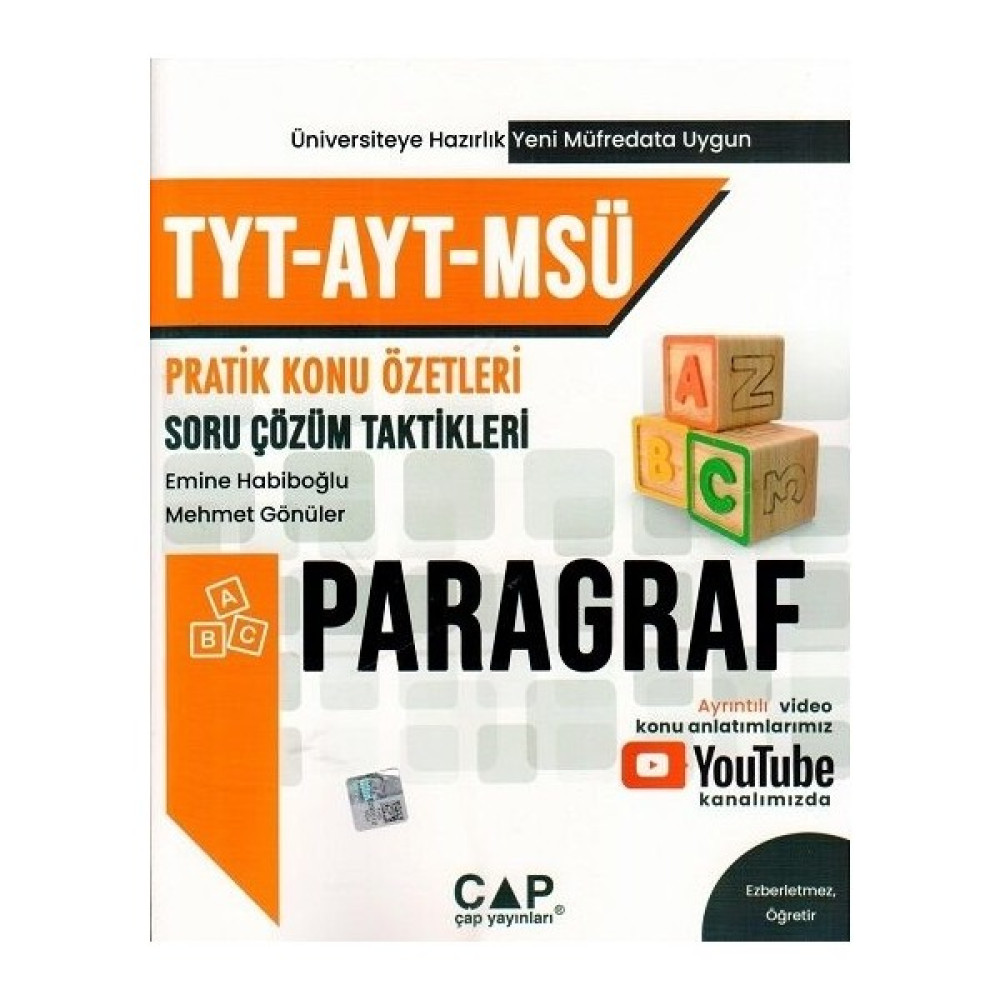 Çap Yayınları Tyt Ayt Msü Paragraf Konu Özetli Soru Çözümleri Kaynak Kitapları Fiyatı