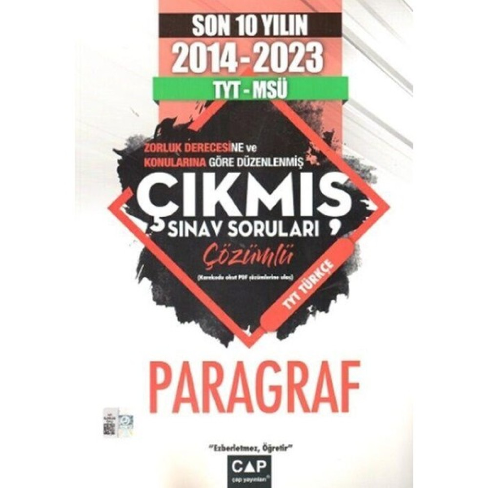 Çap Yayınları TYT MSÜ Paragraf Son 10 Yıl Çıkmış Sorular Temel Yeterlilik Testi (TYT) Fiyatı