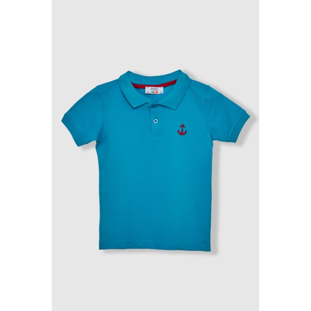 Çapa Erkek Çocuk Nakışlı Polo Yaka Pamuk Tişört Mavi Erkek Çocuk T-shirt Fiyatı