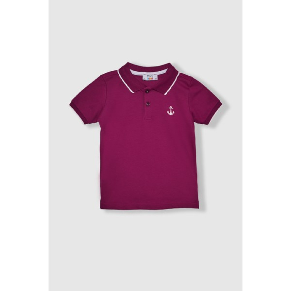 Çapa Erkek Çocuk Nakışlı Polo Yaka Pamuk Tişört Mor Erkek Çocuk T-shirt Fiyatı