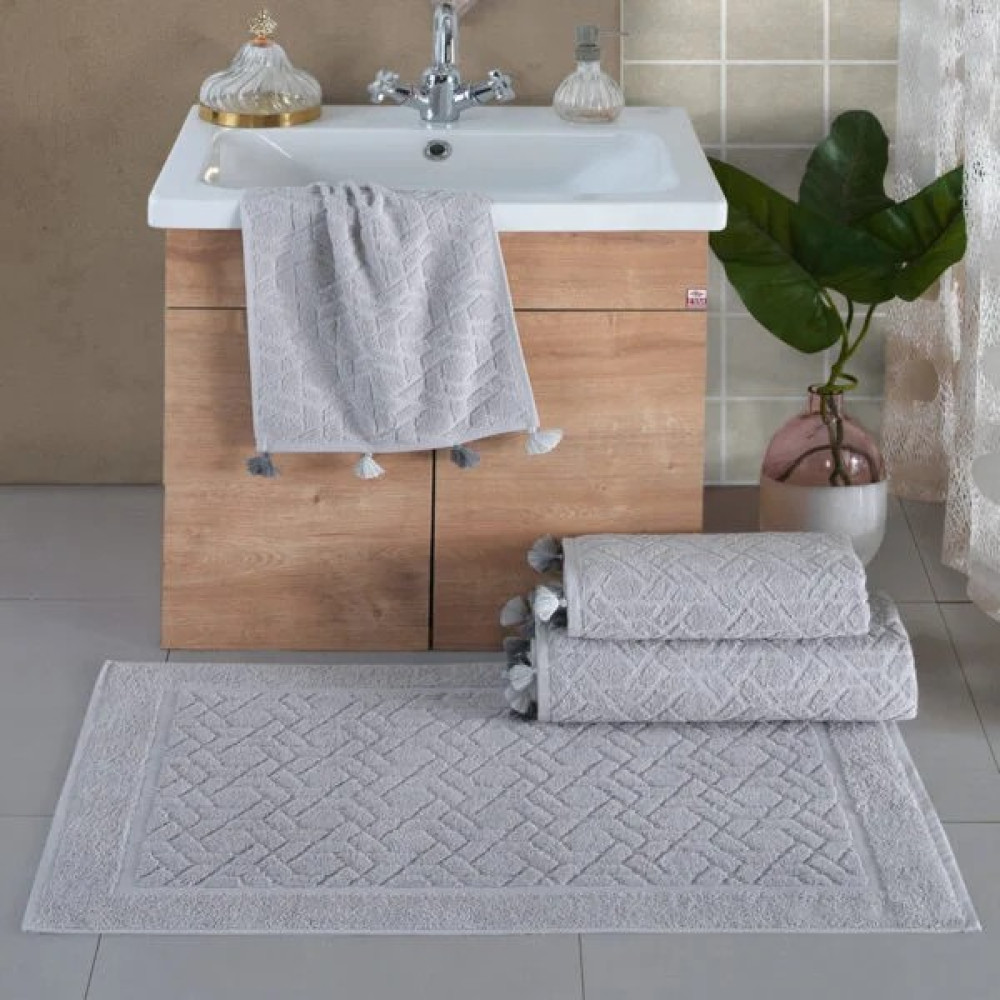Çapa Home 4 Parça Havlu Banyo Seti Gri - 1 Adet Banyo Havlusu, 1 Adet El Havlusu, 1 Adet Yüz Havlusu El / Yüz Havlusu Fiyatı
