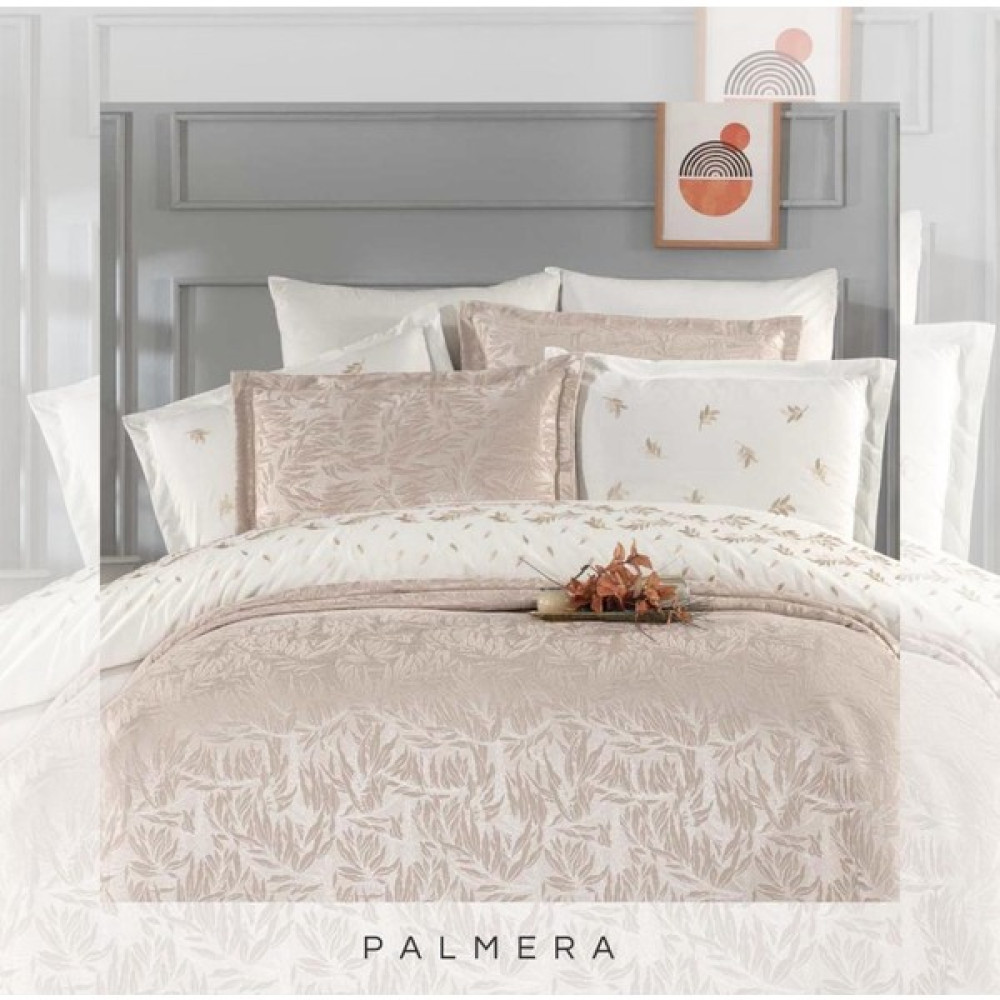 Çapa Home 9 Parça Gelin Seti Yatak Örtüsü Nakışlı Nevresim Çarşaf 6 Yastık - Beyaz - Kahverengi - 240 x 260 cm Yatak Örtüsü Fiyatı