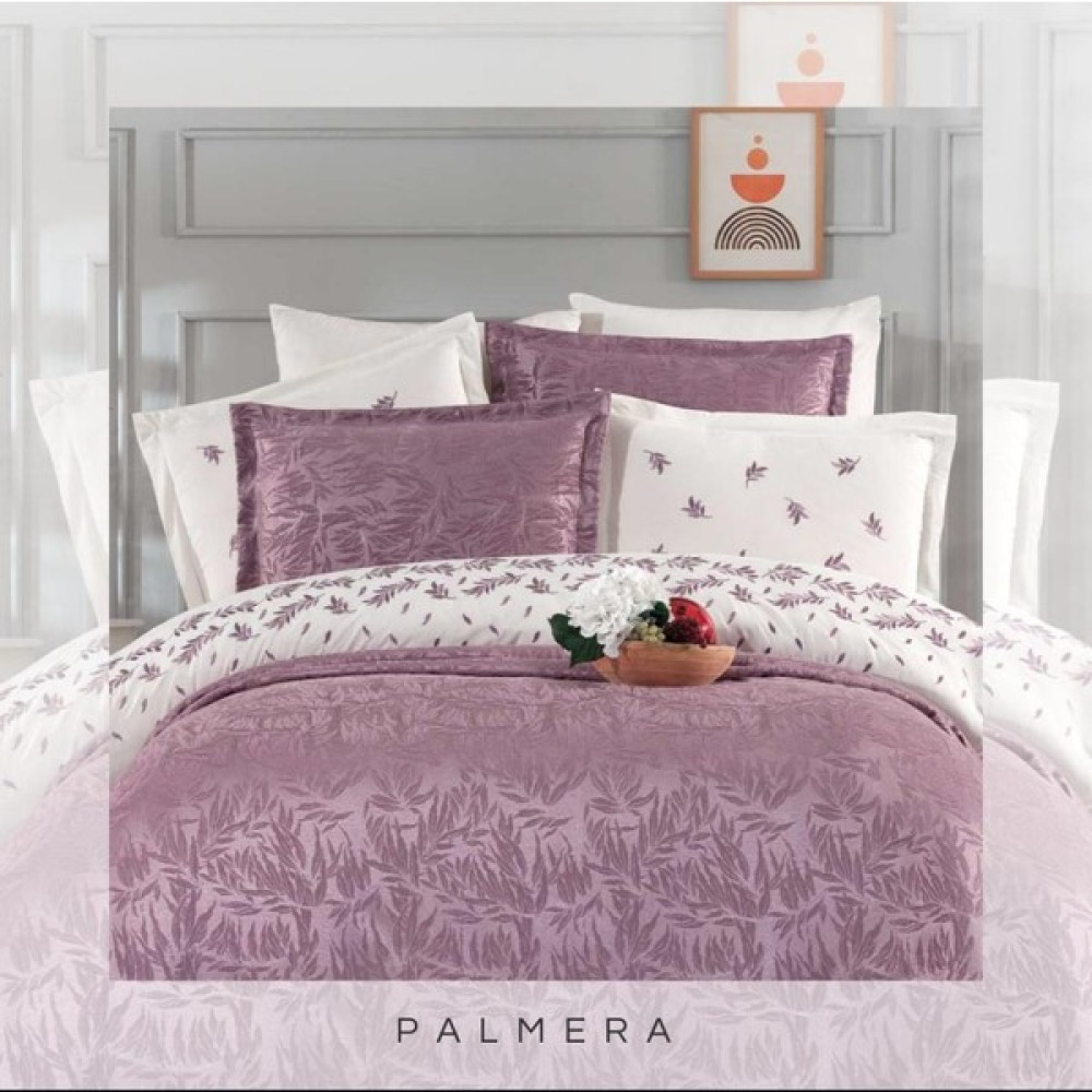 Çapa Home 9 Parça Gelin Seti Yatak Örtüsü Nakışlı Nevresim Çarşaf 6 Yastık - Mor - 240 x 260 cm Yatak Örtüsü Fiyatı