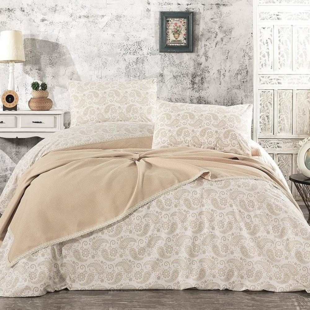 Çapa Home Asude Pike Takımı Çift Kişilik Cappuccino - Vizon Pike & Pike Takımı Fiyatı