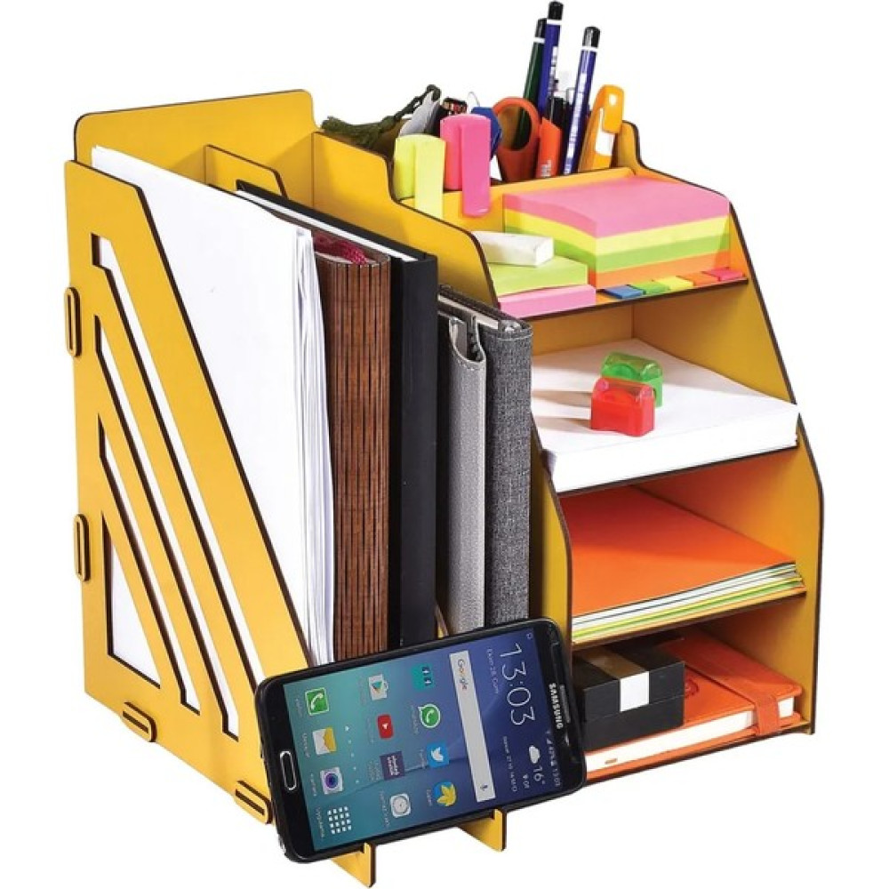 Capellawoodworks Özel Tasarım Dekoratif Ofis Masa Üstü Organizer Sarı Oto Boyaları Fiyatı