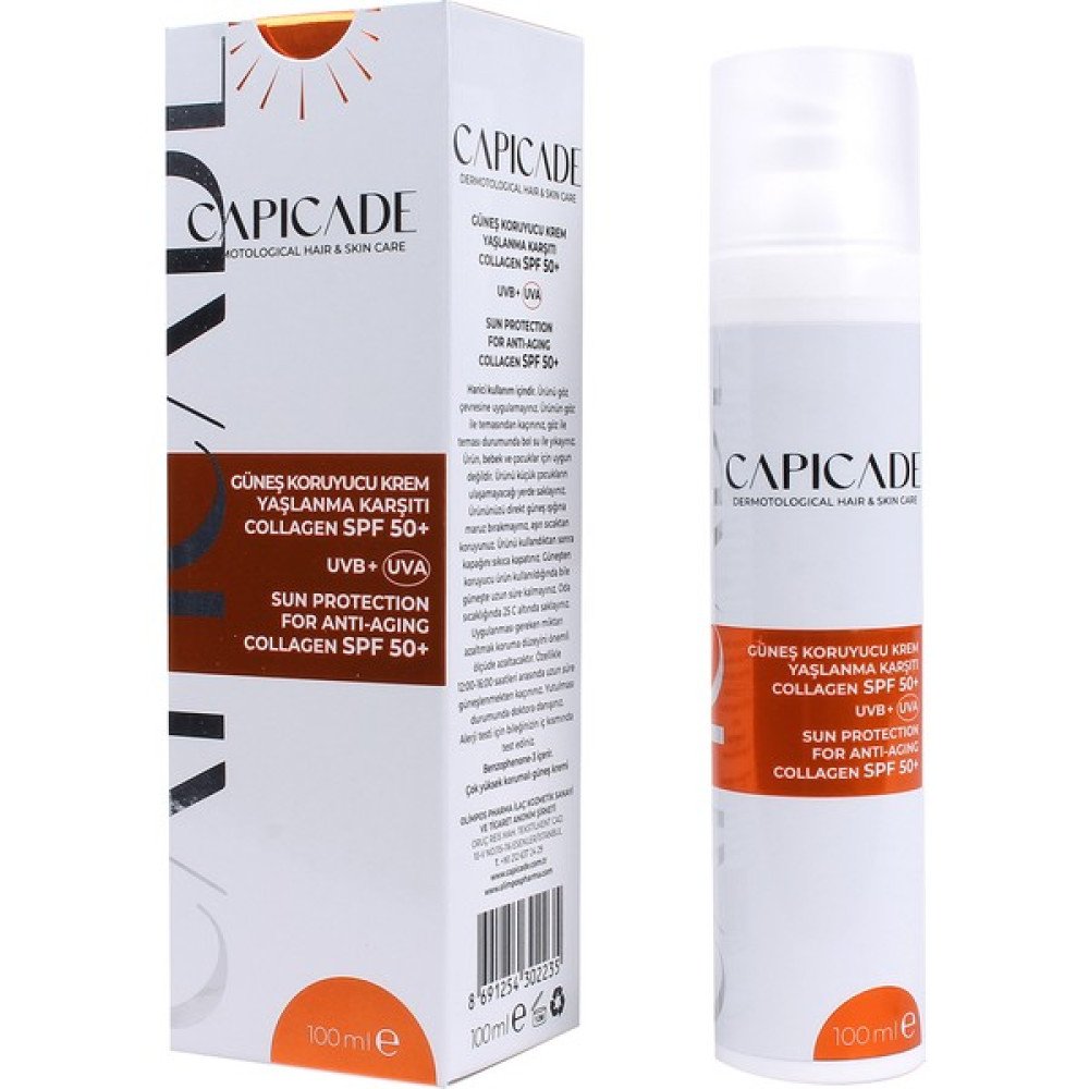 Capicade Güneş Koruyucu Krem Collagen SPF50 + 100 Ml(Yeni Ambalaj) Güneş Kremleri ve Losyonları Fiyatı
