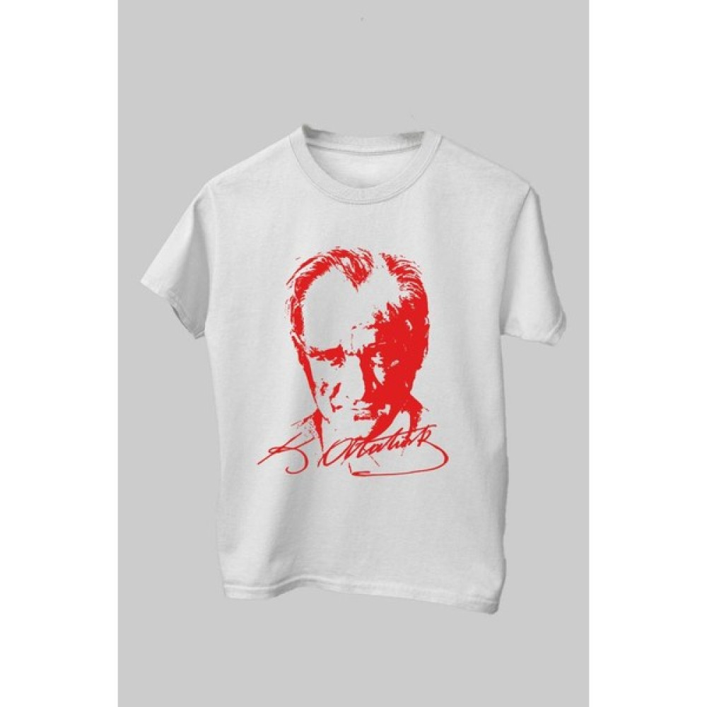 Çapıt %100 Pamuk Standart Kesim Sıfır Yaka Kısa Kollu Kırmızı Atatürk Baskılı Beyaz 23 Nisan Çocuk Tişört Erkek T-shirt Fiyatı