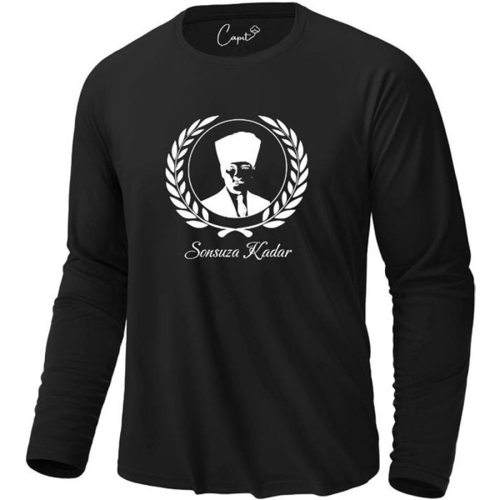 Çapıt Pamuklu Beyaz Atatürk Sonsuza Kadar Baskılı Uzun Kollu 10 Kasım Tişört Erkek T-shirt Fiyatı