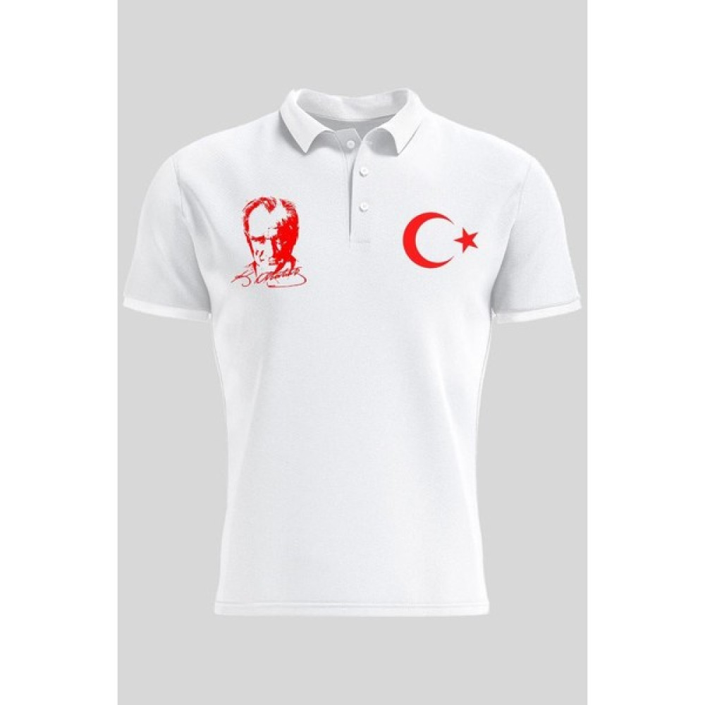 Çapıt Polo Yaka Atatürk Ve Ay Yıldızlı Kısa Kollu 23 Nisan T-Shirt Erkek T-shirt Fiyatı