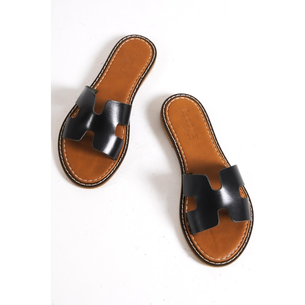 Capone Outfitters Capone H Bantlı Siyah Kadın Deri Terlik 39 Beden Unisex Sandalet Fiyatı