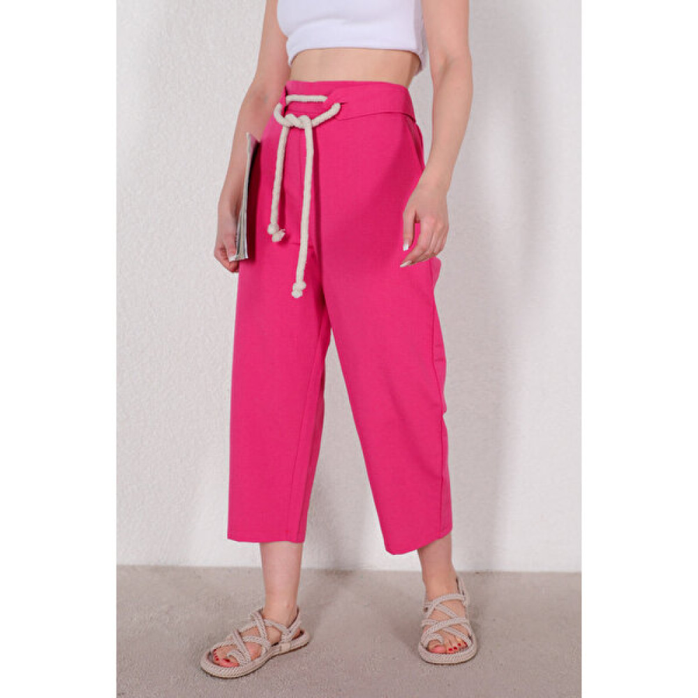 Capp Moda PNT-07323 Fuşya Halat Kemerli Havuç Pantolon Kadın Pantolon Fiyatı