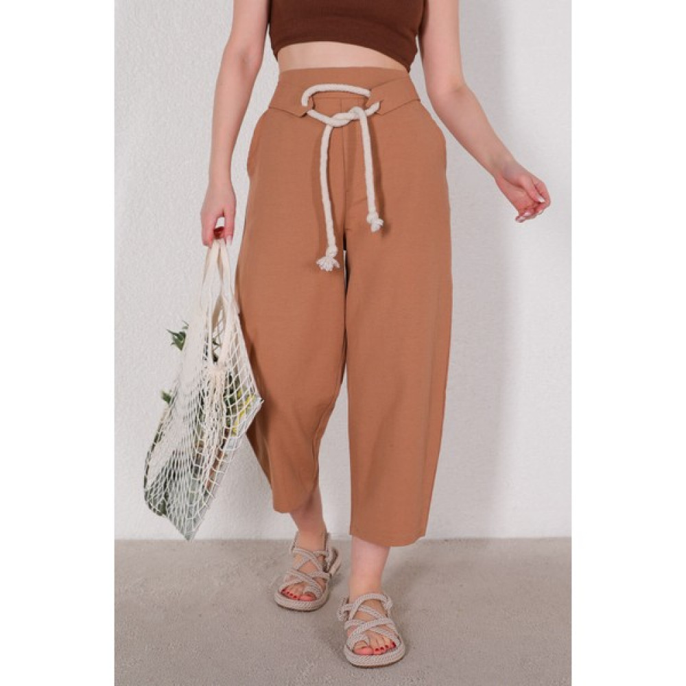 Capp Moda PNT-07323 Vizon Halat Kemerli Havuç Pantolon Kadın Pantolon Fiyatı