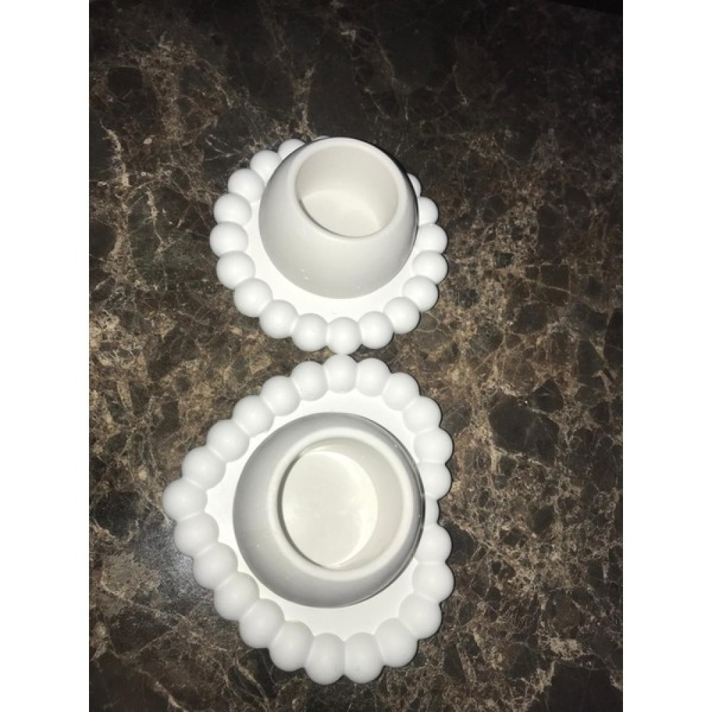 Cappadocia Box 2 Li Kalp Yuvarlak Daire Bubble Tealight Beton Mumluk, Tabaklı Dekoratif Hediyelik Set Beyaz Şamdan Fiyatı