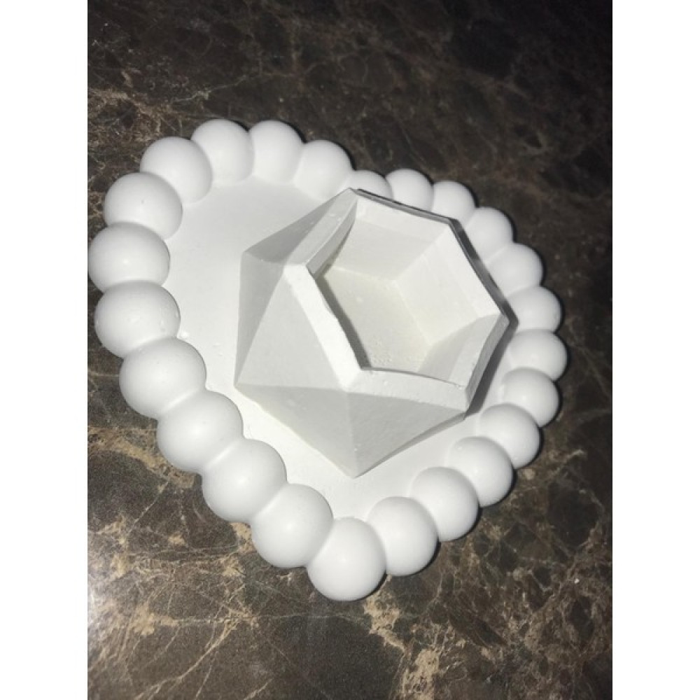 Cappadocia Box Kalp Geometrik Bubble Tealight Beton Mumluk, Tabaklı Dekoratif Hediyelik Set Ham Beyaz Şamdan Fiyatı
