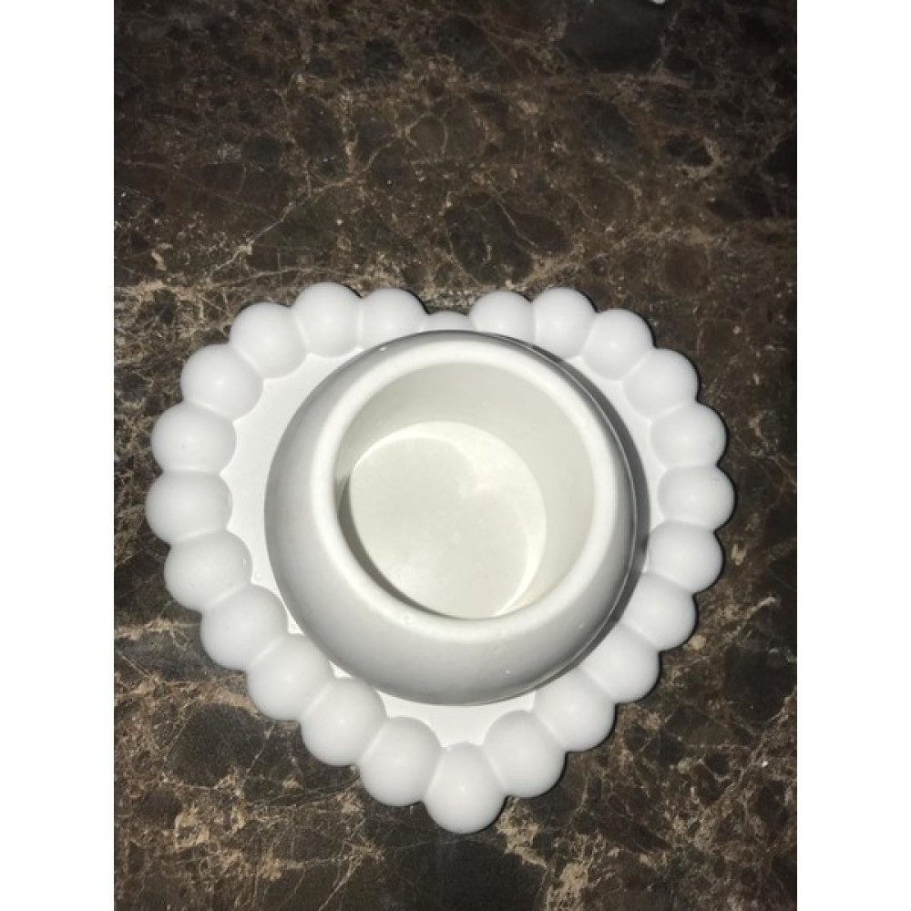 Cappadocia Box Kalp Yuvarlak Bubble Tealight Beton Mumluk, Tabaklı Dekoratif Hediyelik Set Ham Beyaz Şamdan Fiyatı