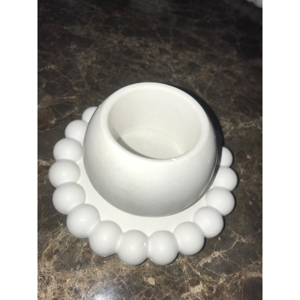 Cappadocia Box Yuvarlak Daire Bubble Tealight Beton Mumluk, Tabaklı Dekoratif Hediyelik Set Ham Beyaz Şamdan Fiyatı